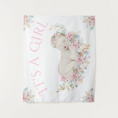 Meisje Waterverf Bloem Baby Shower Achtergrond Ban Wandkleed (Voorkant)