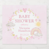 Meisje Waterverf Rainbow Baby shower Sparkling Wijnetiket (Enkel label)
