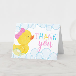Meisje Waterverf Rubber Duck Gevouwen Dank u Kaart