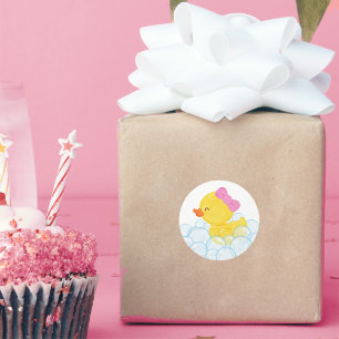 Meisje Waterverf Rubber Duck Ronde Stickers