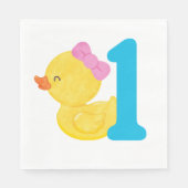 Meisje Waterverf Rubber Duck Verjaardagsfeestje Servet (Voorkant)
