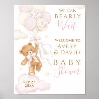 Meisje We Kunnen Haast Niet Wachten Roze Baby Borr Poster