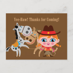 Meisje Western Wild West Verjaardag Dank u Briefka Briefkaart