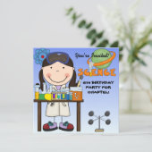 Meisje Wetenschap Verjaardagsfeestuitnodiging Kaart (Staand voorkant)