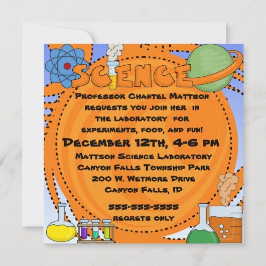 Meisje Wetenschap Verjaardagsfeestuitnodiging Kaart (Achterkant)