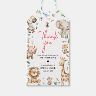 Meisje Wild One Safari Baby shower Favor Tags Cadeaulabel
