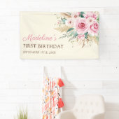 Meisje Wildflower 1e verjaardagsfeestje Spandoek (Insitu)