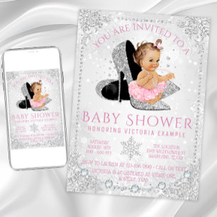 Meisje Winter Wonderland Roze Sneeuwvlok Baby show Kaart