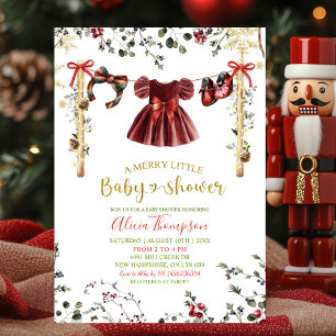 Meisje Winterkleren Vrolijke Kleine Baby Shower Kaart
