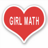 MEISJE WISKUNDE Rode Liefde Hart Vinyl Sticker (Voorkant)