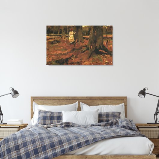 Meisje wit in het bos, Vincent van Gogh Canvas Afdruk (Insitu (Slaapkamer))