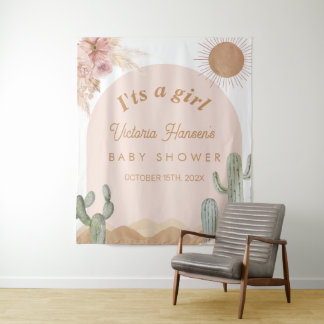 Meisje Woestijn Baby Shower Zuidwestelijke banner Wandkleed