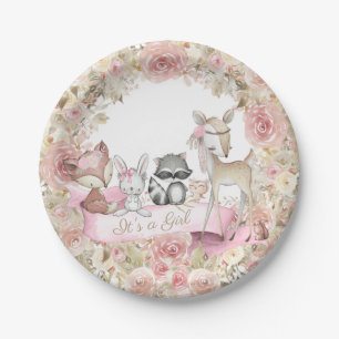 Meisje Woodland Animals Baby shower Papier Bord