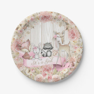 Meisje Woodland Dier Baby shower Papier Bord