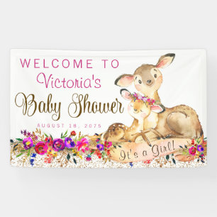 Meisje Woodland Herten Baby shower Banner
