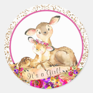Meisje Woodland Herten Baby shower Stickers