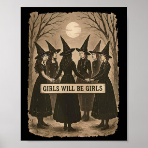 Meisje wordt Girls Witch Spooky Season Hall Poster