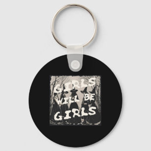 Meisje wordt meisje heks grappige Halloween vibes Sleutelhanger
