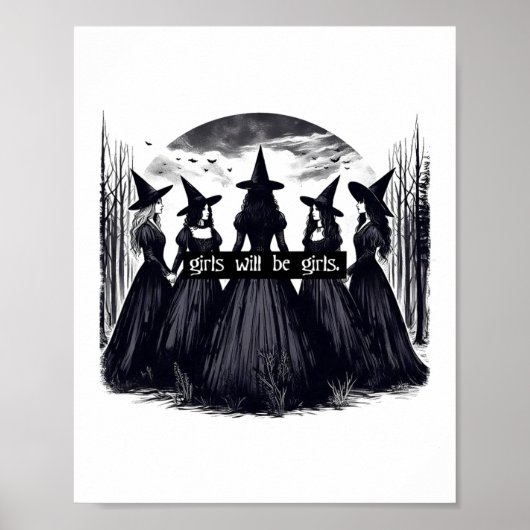 Meisje wordt meisjes heks Halloween grappige Witch Poster (Voorkant)