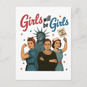 Meisje Zal Meisje Feminisme Gelijkheid Vrouwenrech Feestdagenkaart