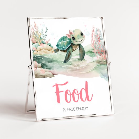 Meisje Zee schildpad Baby shower eten Poster