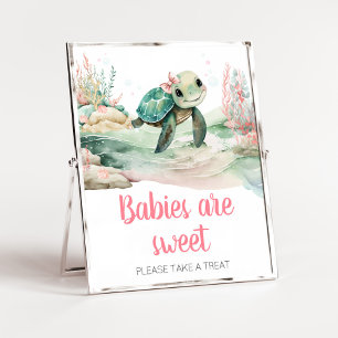 Meisje Zee Turtle Baby shower Baby's zijn zoet Poster