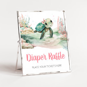 Meisje Zee Turtle Baby shower Luier Raffle Poster