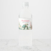 Meisje Zee Turtle Baby shower Waterfles Etiket (Voorkant)