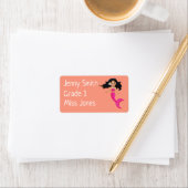 Meisje zeemeermin naam school boek labels (Insitu)