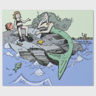 Meisje Zeemeermin Zomer Strand Vriendschap Whimsis Cadeaupapier