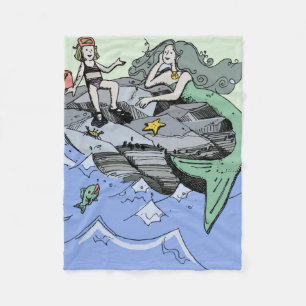 Meisje Zeemeermin Zomer Strand Vriendschap Whimsis Fleece Deken