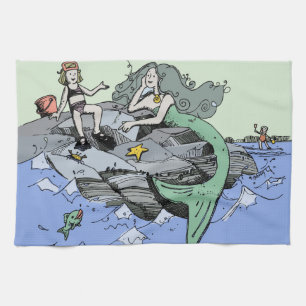 Meisje Zeemeermin Zomer Strand Vriendschap Whimsis Theedoek