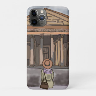 Meisje zit voor het Pantheon in Rome. iPhone 11 Pro Hoesje