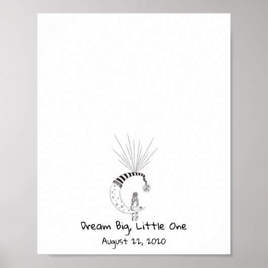 Meisje zittend op het maan-vingerafdruk ballonboek poster (Voorkant)