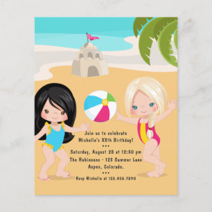 Meisje Zomer Strand Verjaardagsfeest Flyer