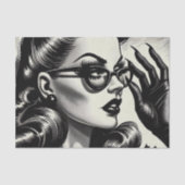  Meisje Zwart-wit Tekening Tissuepapier (Voorkant)