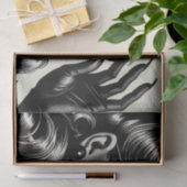  Meisje Zwart-wit Tekening Tissuepapier (Geschenk)