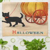 Meisje & Zwarte Kat Theedoek (Gevouwen)