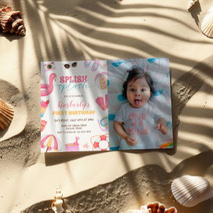 Meisje Zwembad Feest Uitnodigen, Splish Splash Fot Kaart