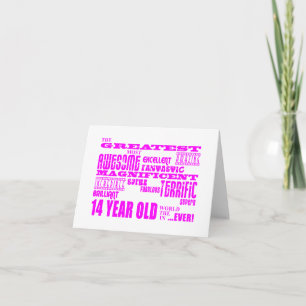 Meisjes 14e verjaardag : Roze grootste 14 jaar oud Kaart