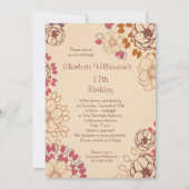 Meisjes 17e verjaardag Cute Modern Floral Kaart (Achterkant)