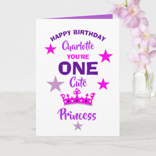 Meisjes 1e verjaardag Een Schattigee prinses geper Kaart