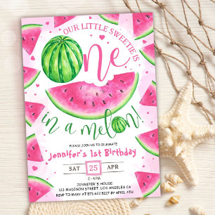 Meisjes 1e Verjaardagsfeest 'ONE in a Melon!' Scha Kaart