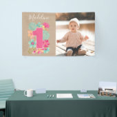 Meisjes 1ste verjaardag Fotoparty's banner (Beurs)