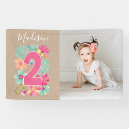 Meisjes 2e verjaardag Foto Spandoek