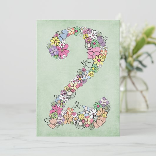 Meisjes 2e verjaardag Uitnodiging voor Aangepaste (Staand voorkant)