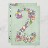 Meisjes 2e verjaardag Uitnodiging voor Aangepaste  (Voorkant / Achterkant)