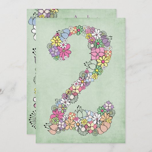 Meisjes 2e verjaardag Uitnodiging voor Aangepaste (Voorkant / Achterkant)