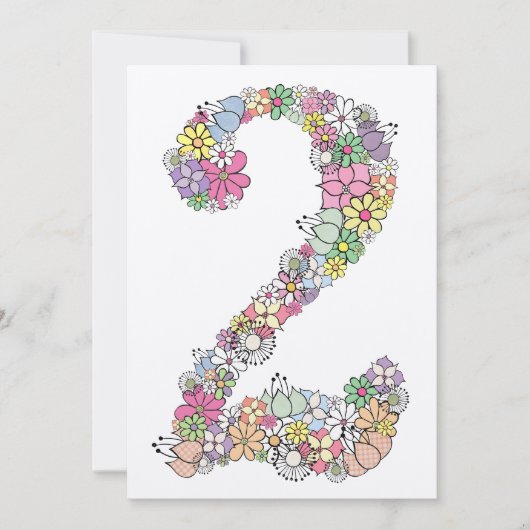 Meisjes 2e verjaardag Uitnodiging voor Aangepaste  (Voorkant)