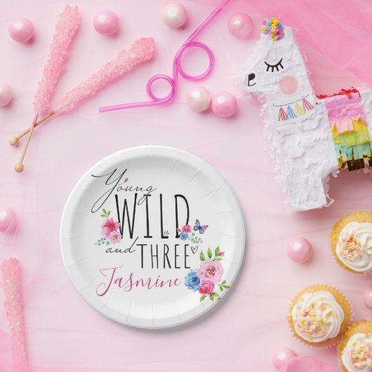  Meisje's 3e Verjaardag Custom Name Papieren Bordje (Feest)